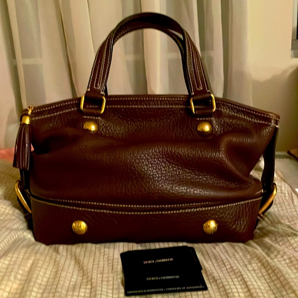 Authentic DOLCE and GABBANA brown leather bag